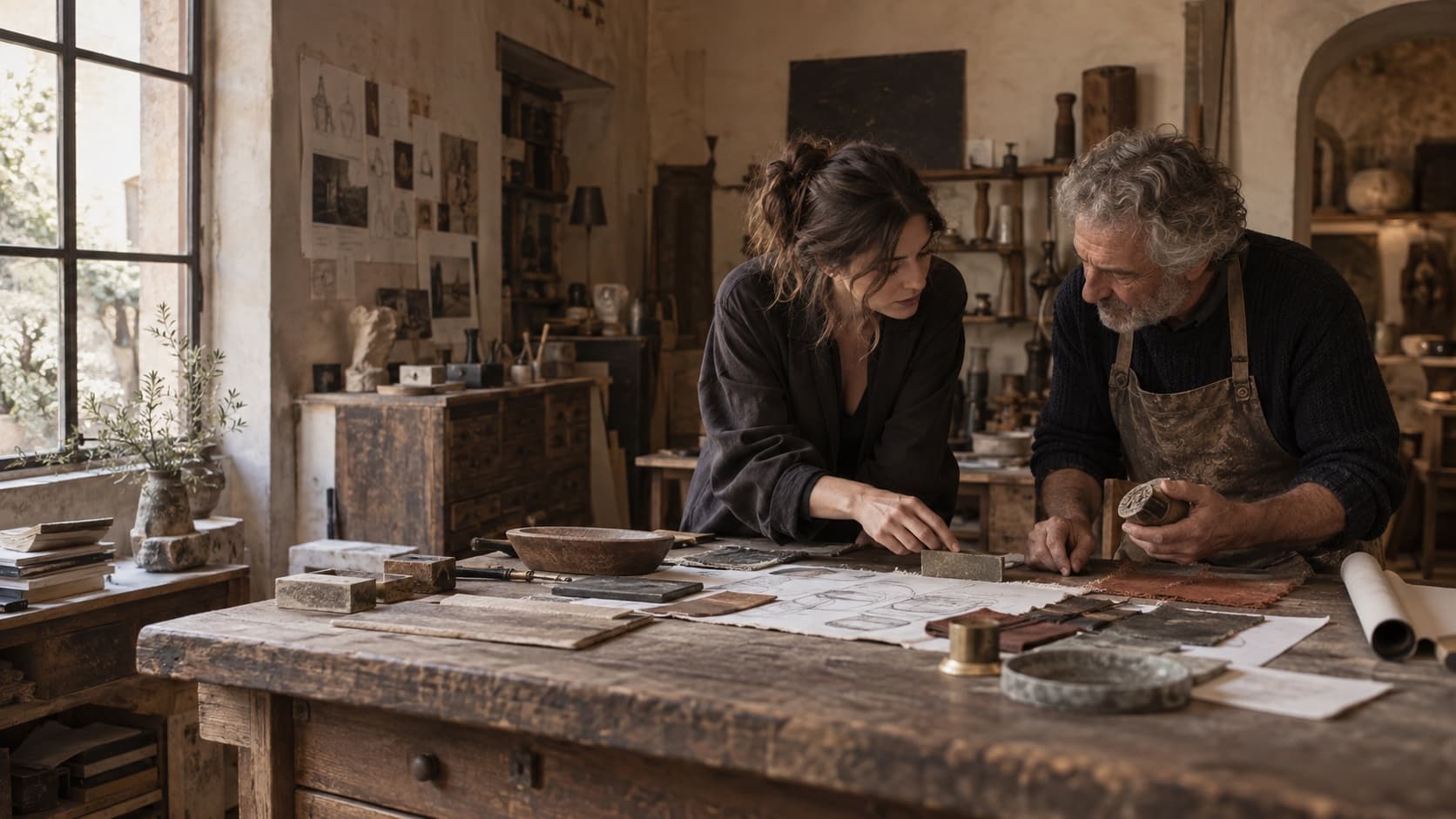 An artisan at work in an Italian workshop
