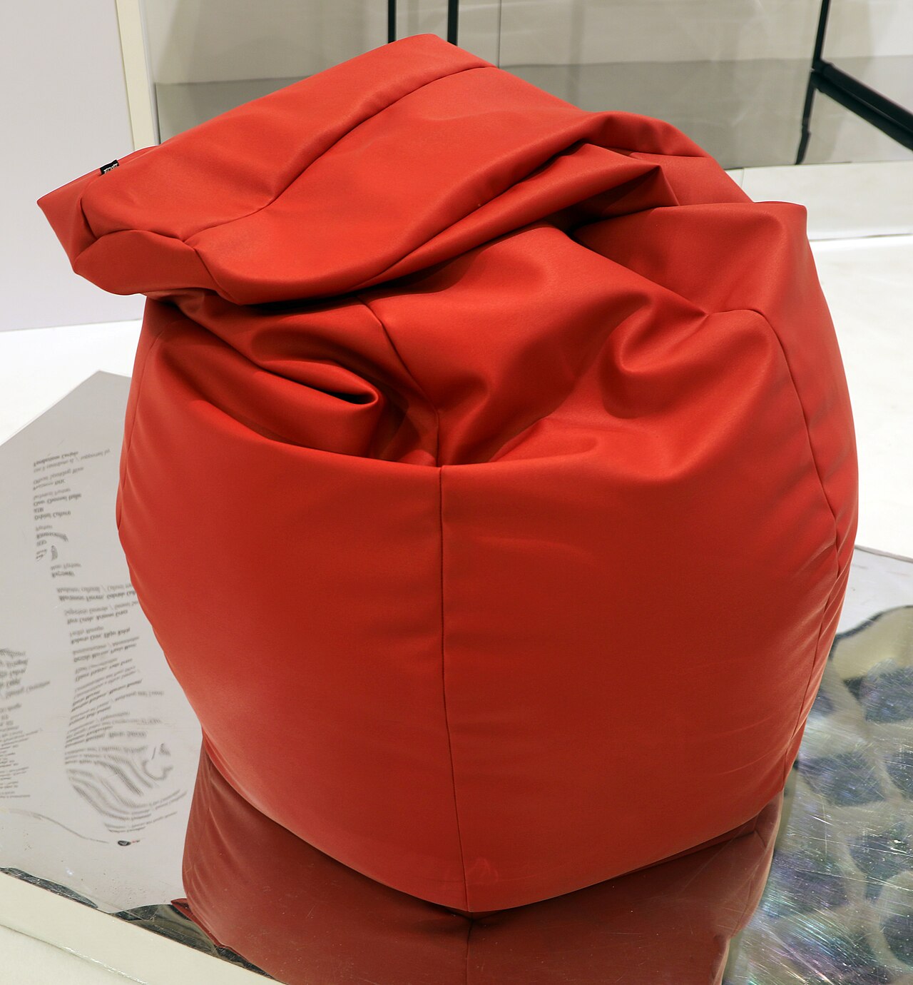 Red Sacco chair by Piero Gatti, Cesare Paolini and Franco Teodoro for Zanotta, photographed in a museum